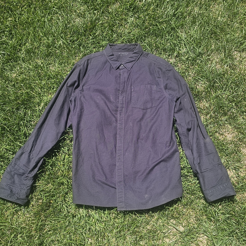 All Saints - Dark Gray Casual Button-Down Shirt - Large